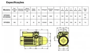 Bomba Pressurizadora Água quente Multiestágio KP-200NQ - Inova